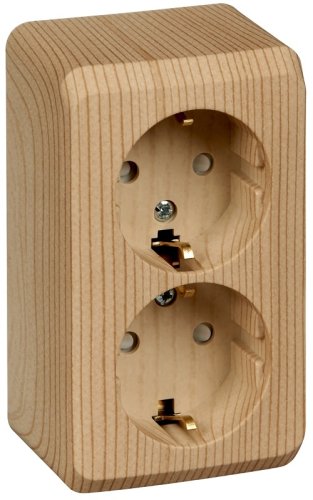 Розетка с заземлением накладная Systeme Electric Этюд Дача 2-м. шторки сосна фото Розетка с заземлением накладная Systeme Electric Этюд Дача 2-м. шторки сосна картинка